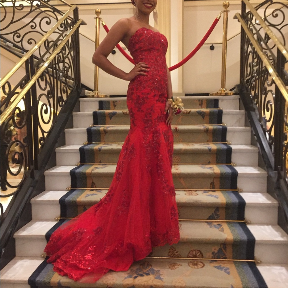 Red Mermaid Prom Dress